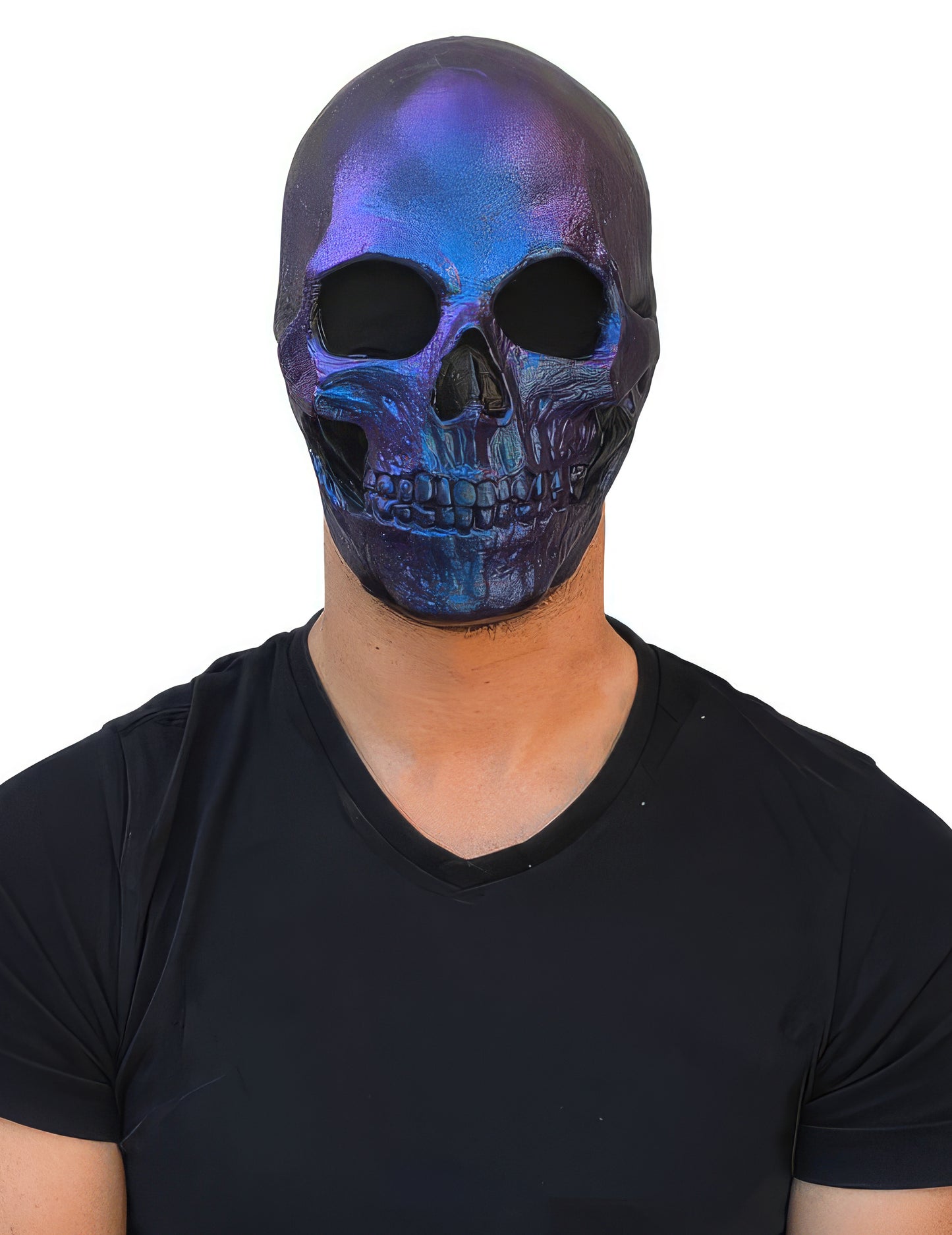 Masque squelette pour adulte bleu métallique