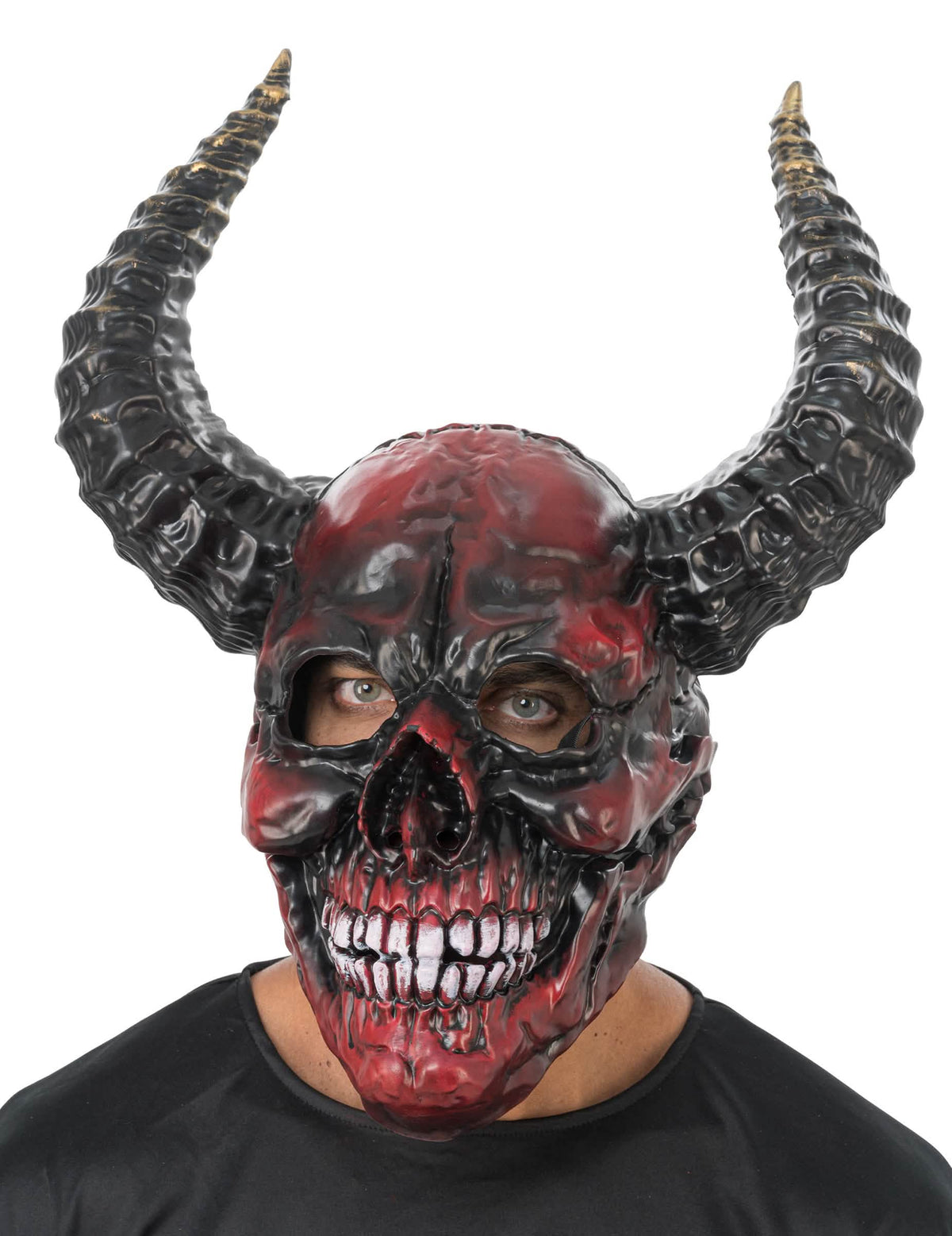 DÃ¤monisches Skelett Maske fÃ¼r Erwachsene schwarz-rot Luxus