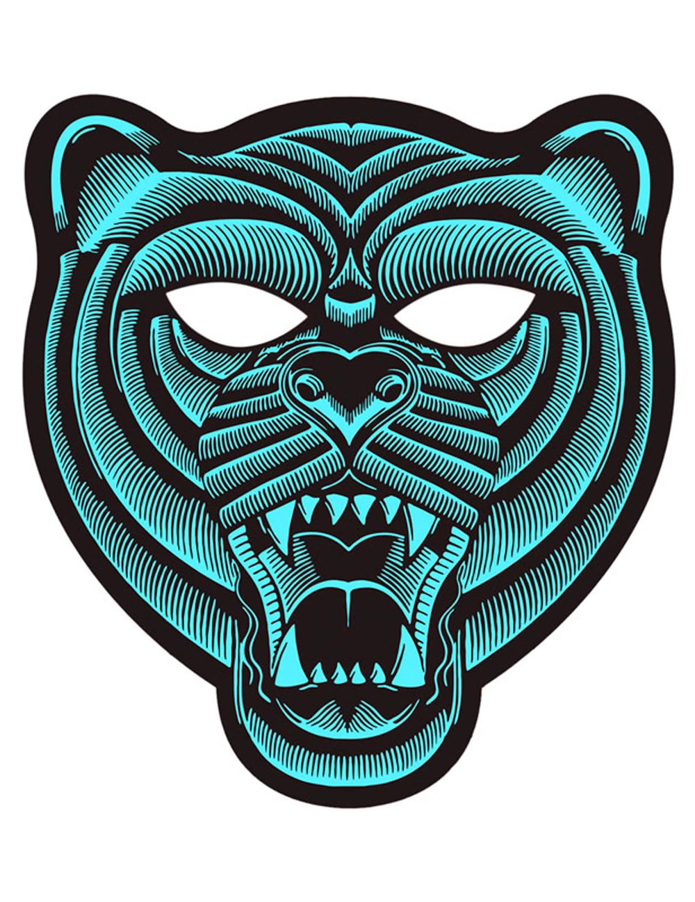 Tiger-Maske mit reaktiven LEDs für Erwachsene Blau und Schwarz