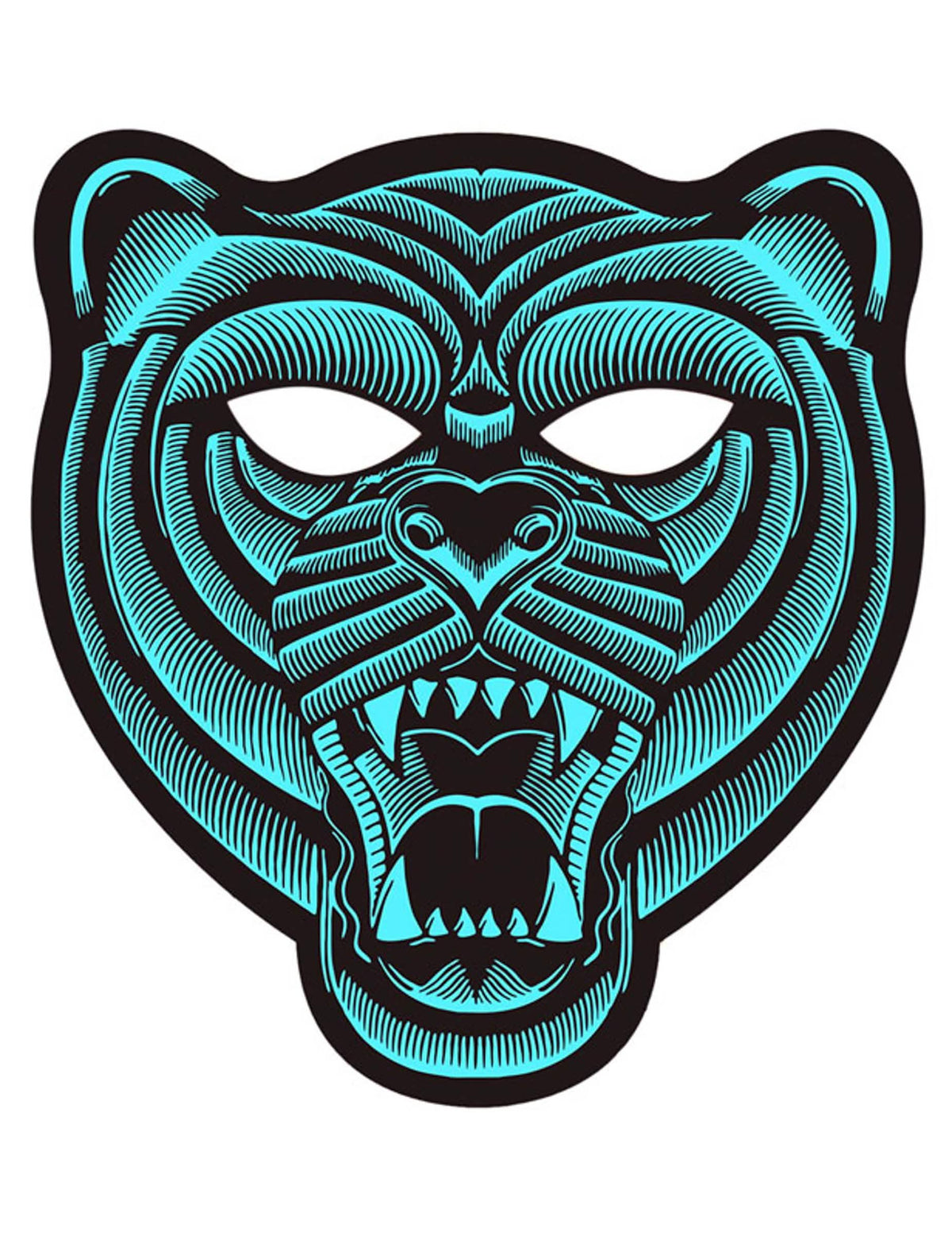 Tiger-Maske mit reaktiven LEDs für Erwachsene Blau und Schwarz