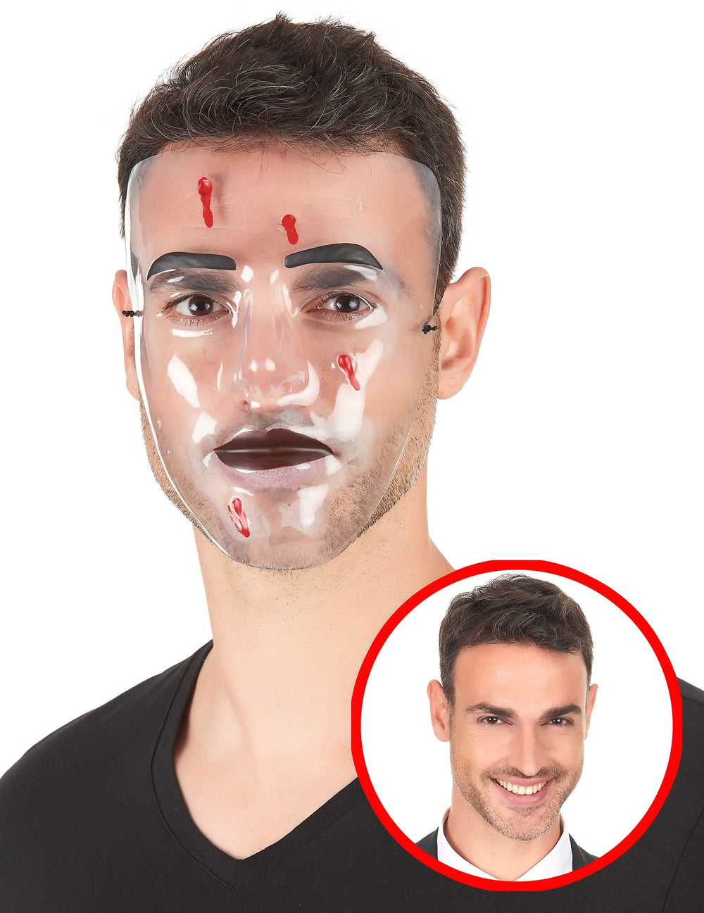 Masque Impact de balles pour adulte transparent avec taches de sang