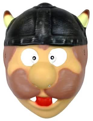 Wikinger-Maske für Erwachsene Braun und Schwarz mit Helm und kleinen Hörnern