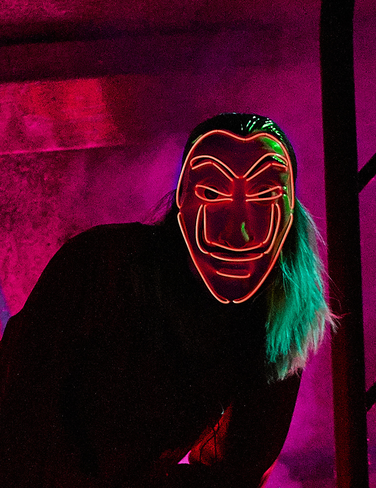 LED-Maske Bankräuber Halloween-Accessoire für Erwachsene rot