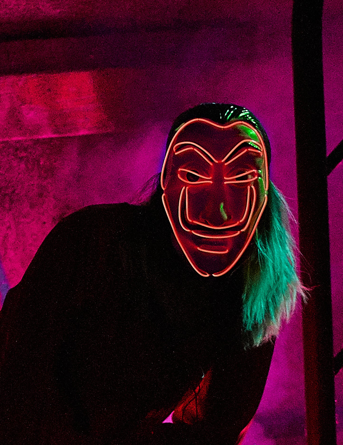 LED-Maske Bankräuber Halloween-Accessoire für Erwachsene rot