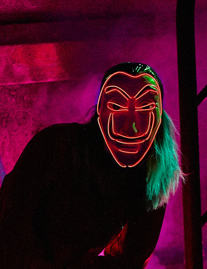 LED-Maske Bankräuber Halloween-Accessoire für Erwachsene rot