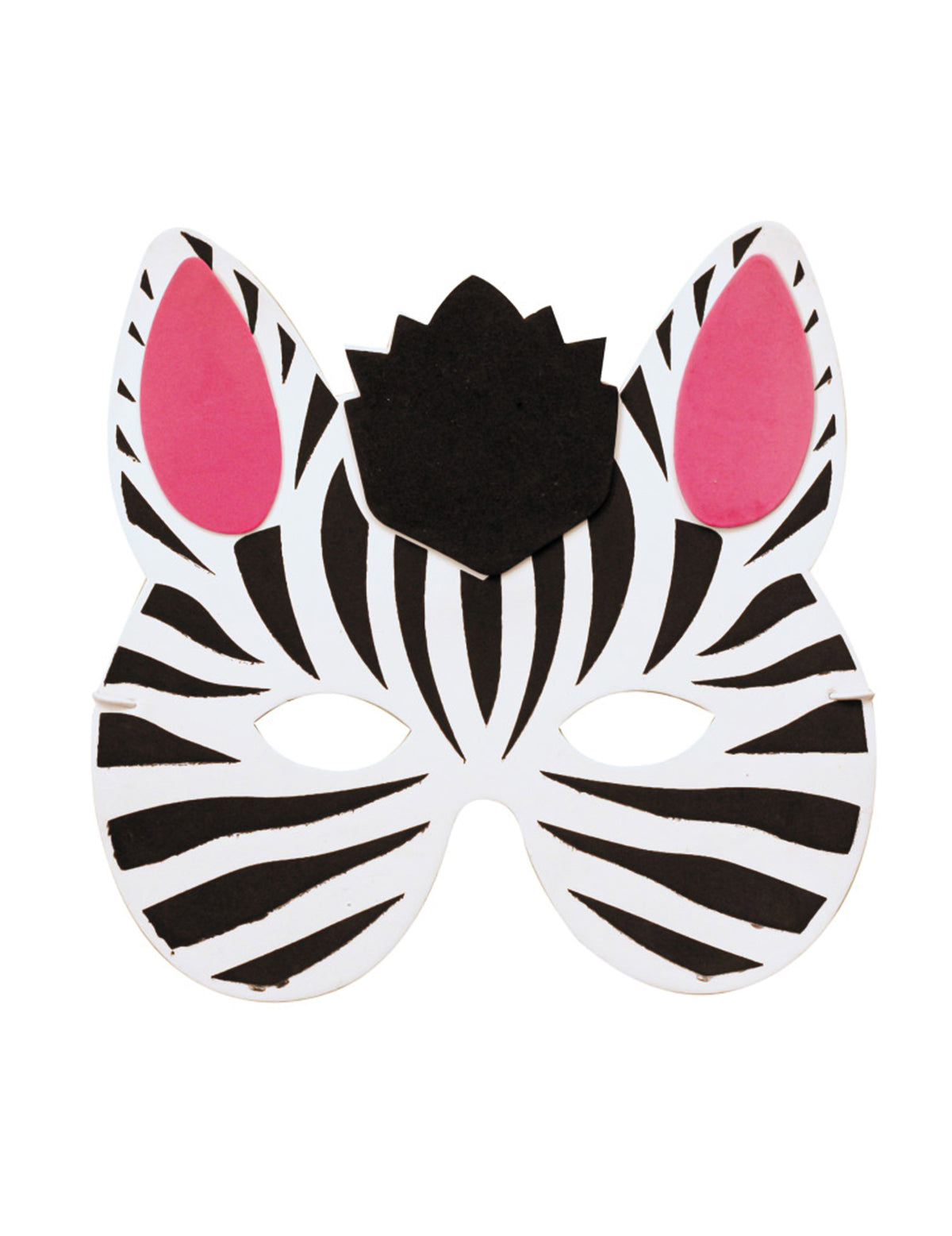 Masque de zèbre pour enfant noir et blanc avec oreilles roses