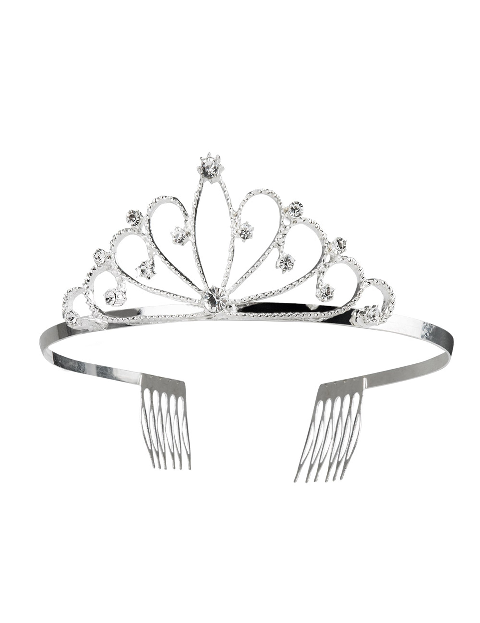 Détail des peignes de fixation de la mini couronne argentée pour femme