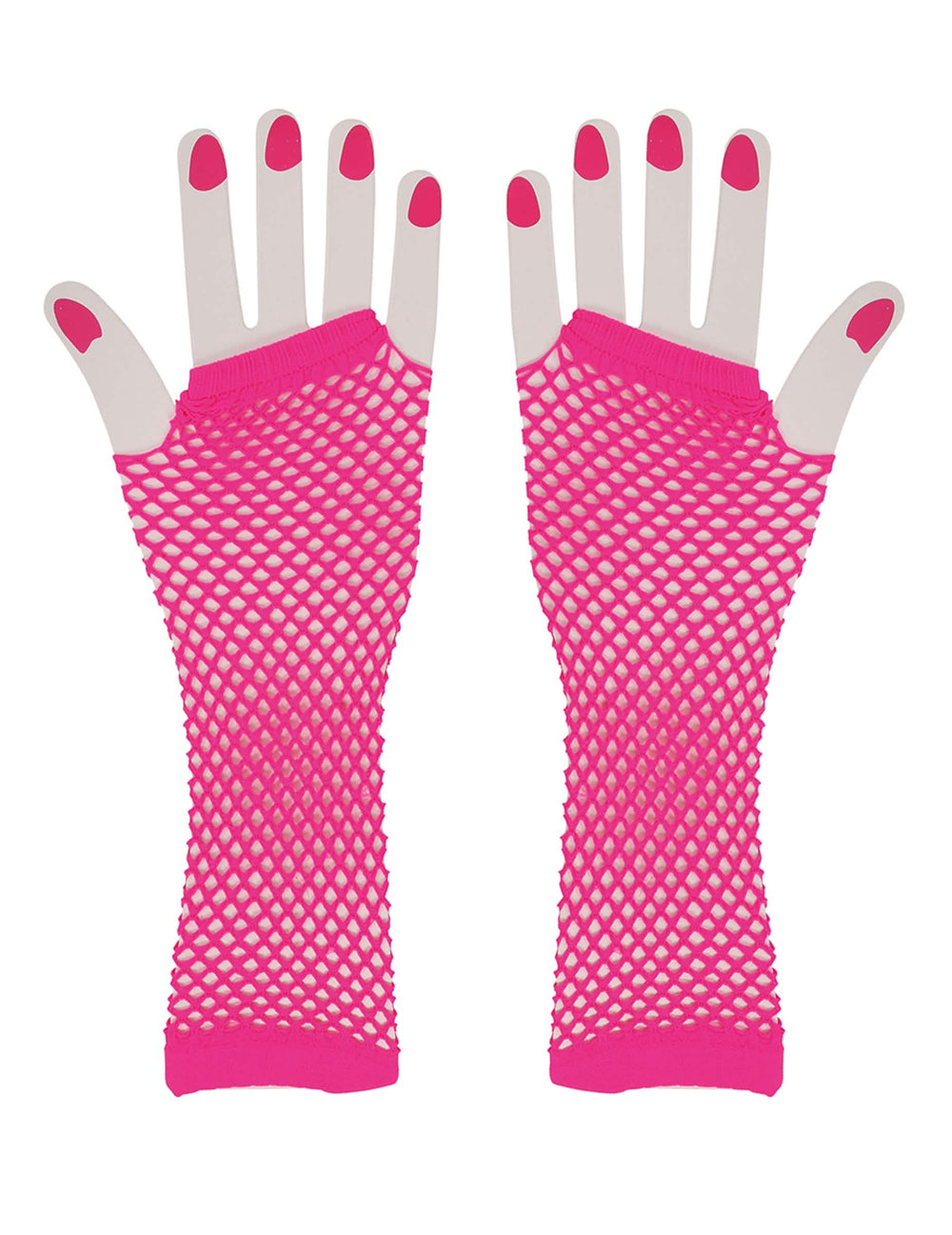 Vue de face de la paire de mitaines longues résille pour femme