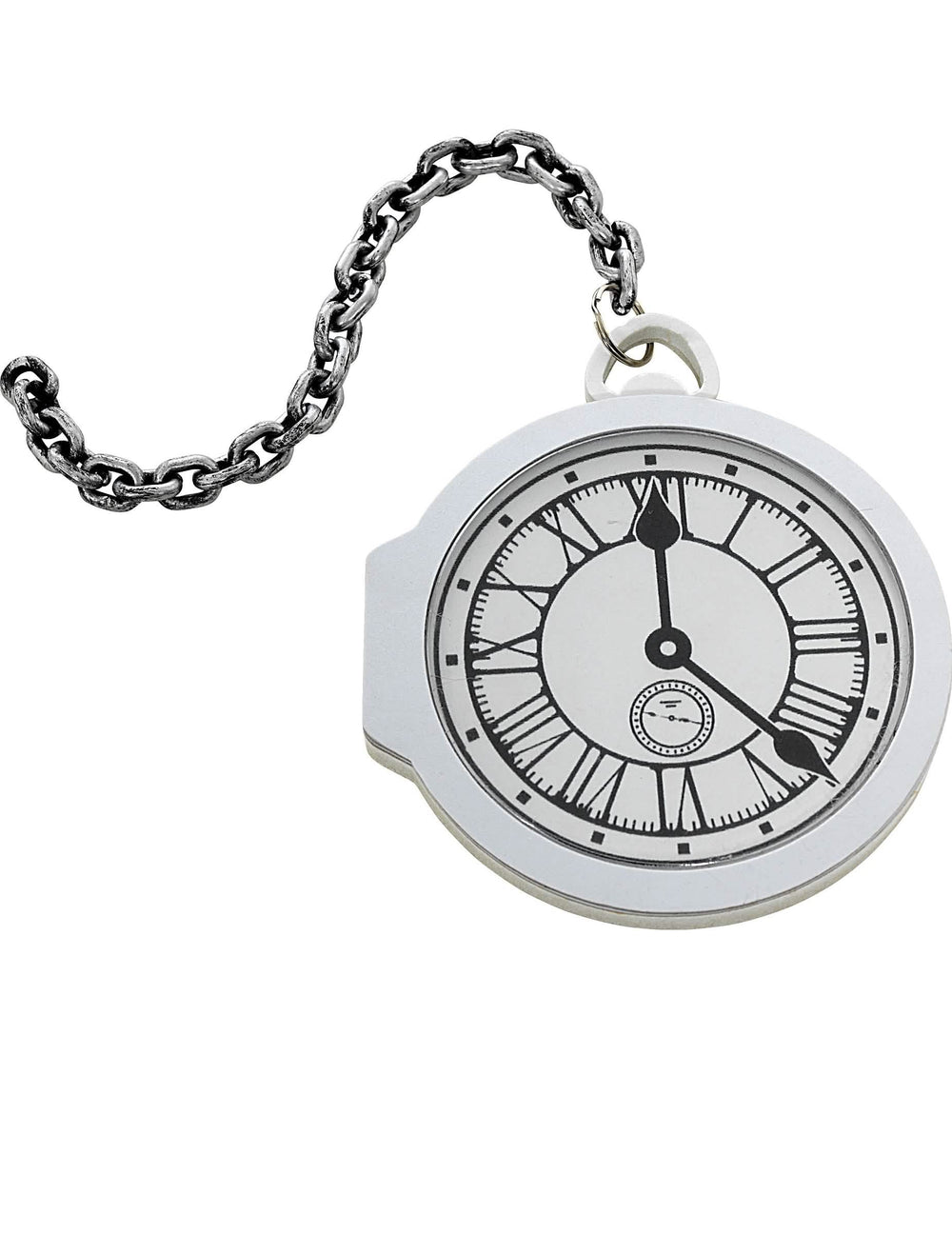 Montre gousset blanche pour adulte avec chaîne argentée
