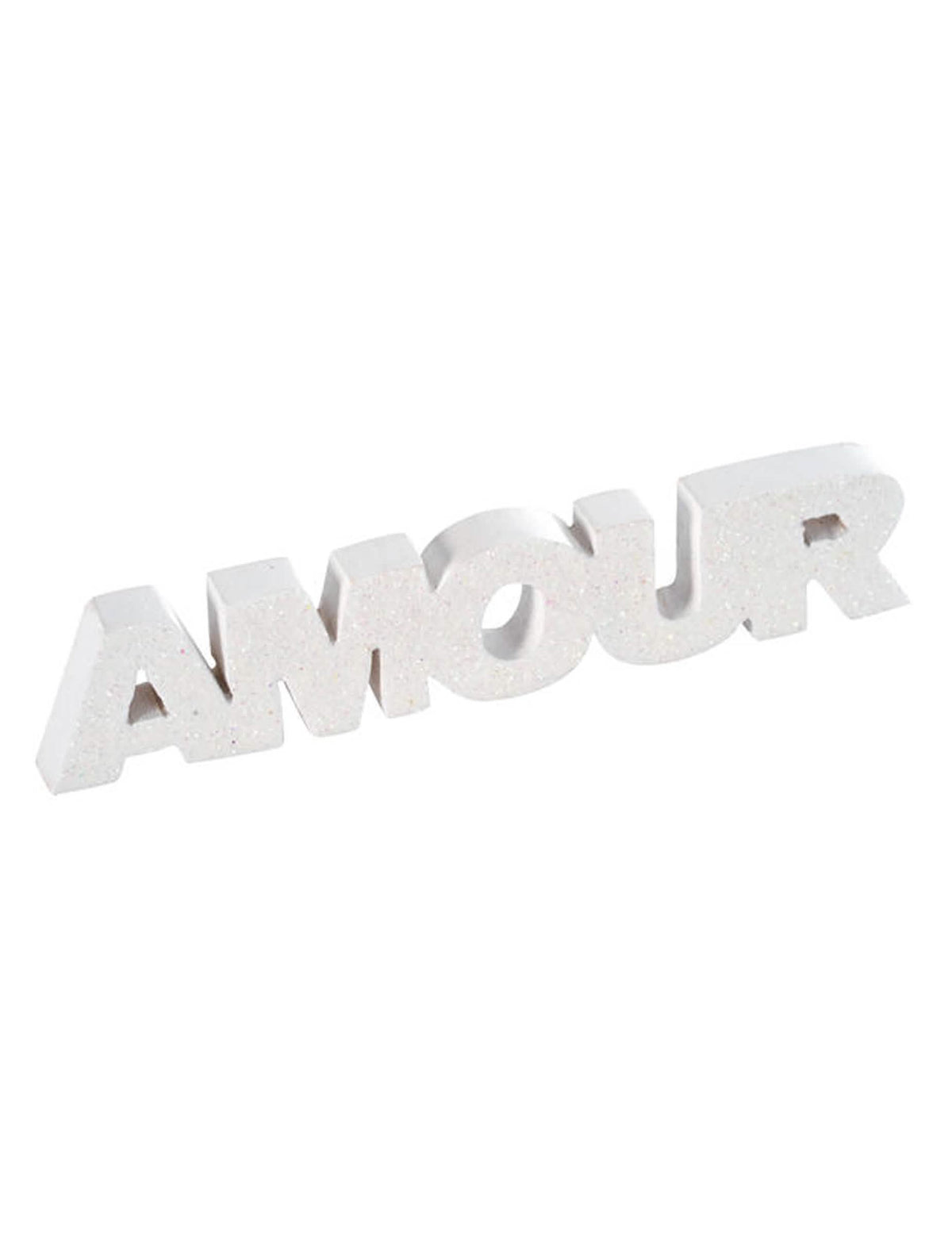 Mot en bois amour pour mariage blanc pailleté