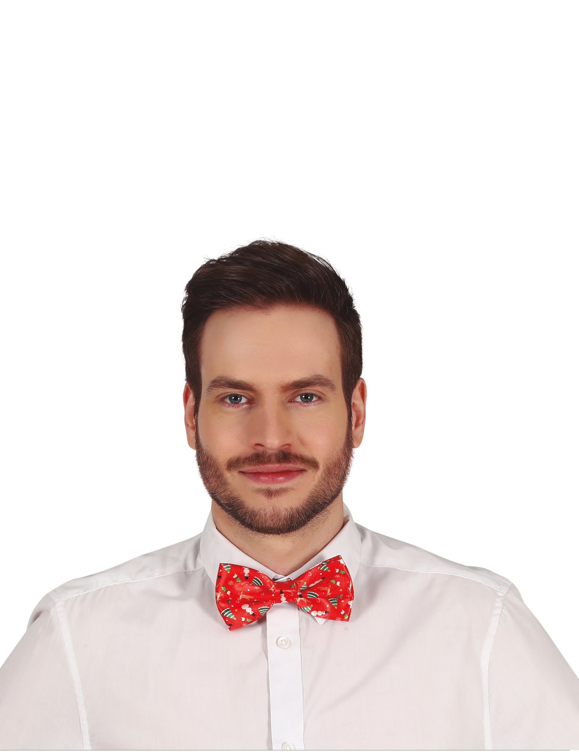 Nœud papillon de Noël pour adulte rouge avec imprimés festifs