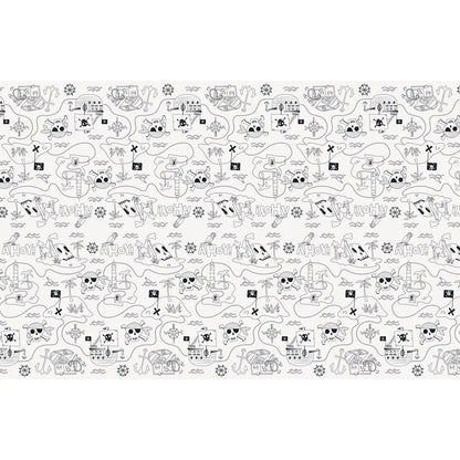 Tischdecke Piraten-Mottoparty Papier 137 x 213 cm weiß-schwarz