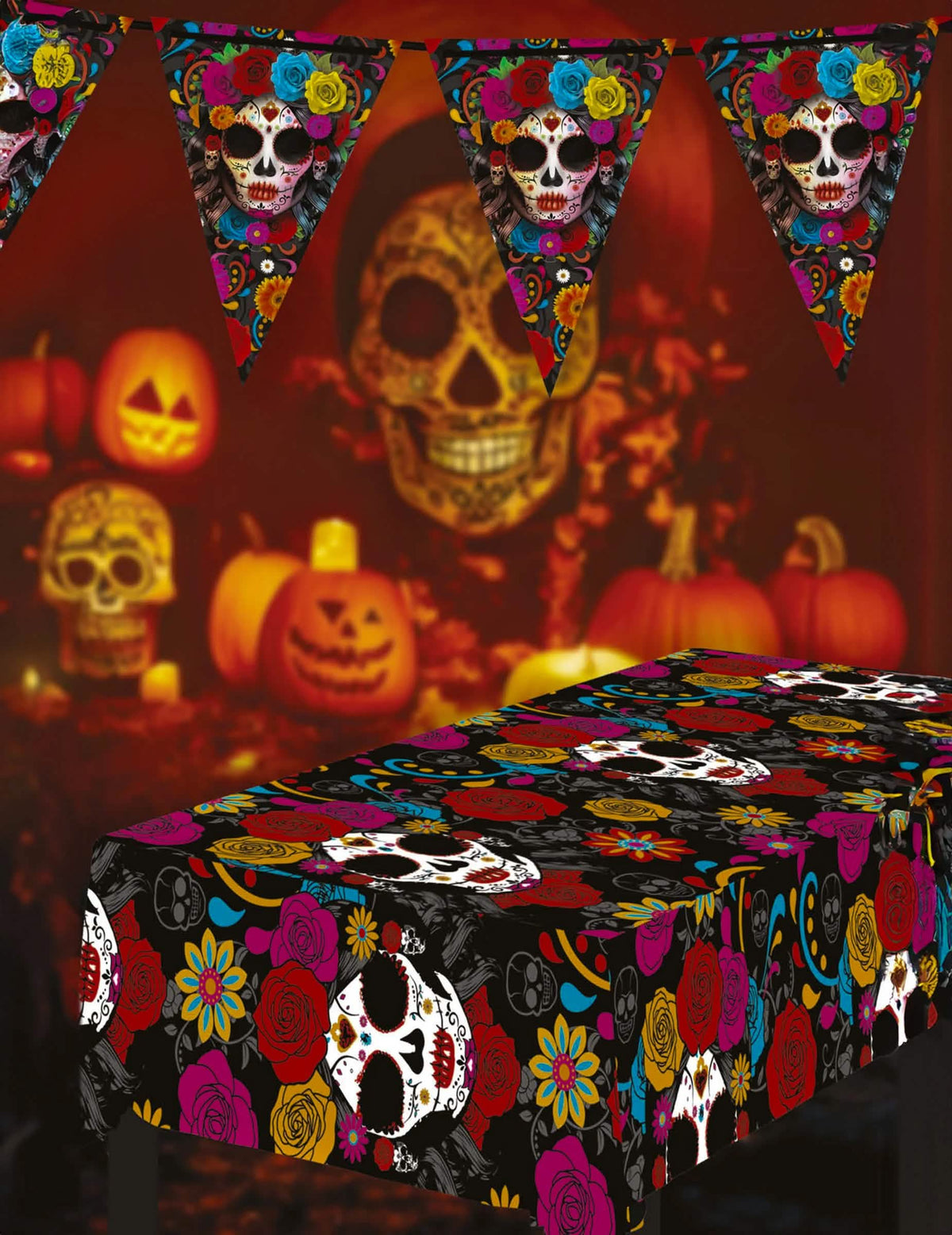Mise en scène de la nappe Catrina Dia de los muertos