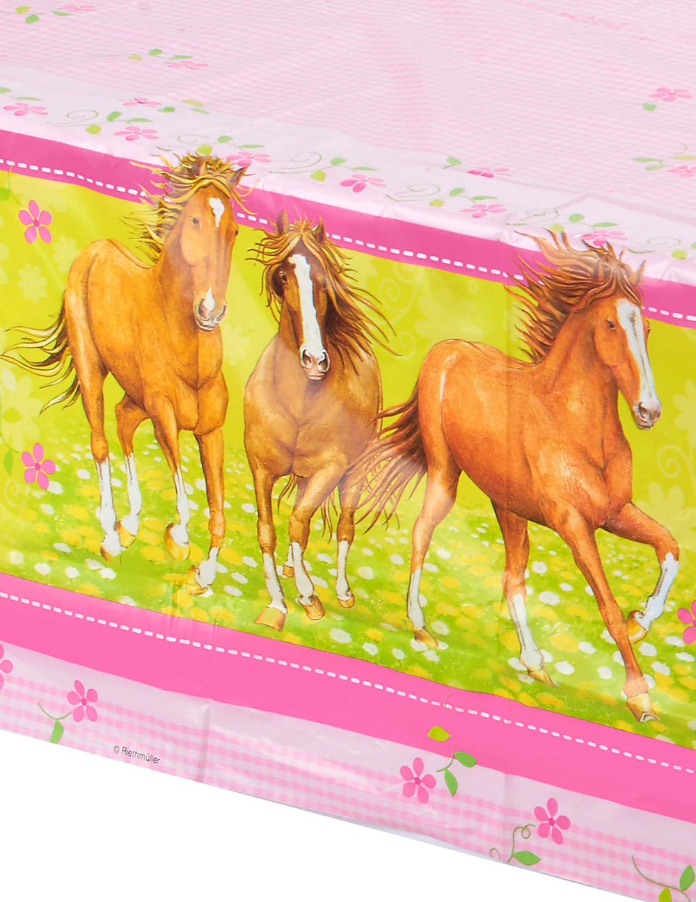 Detail der Illustration der galoppierenden Pferde der Tischdecke Chevaux
