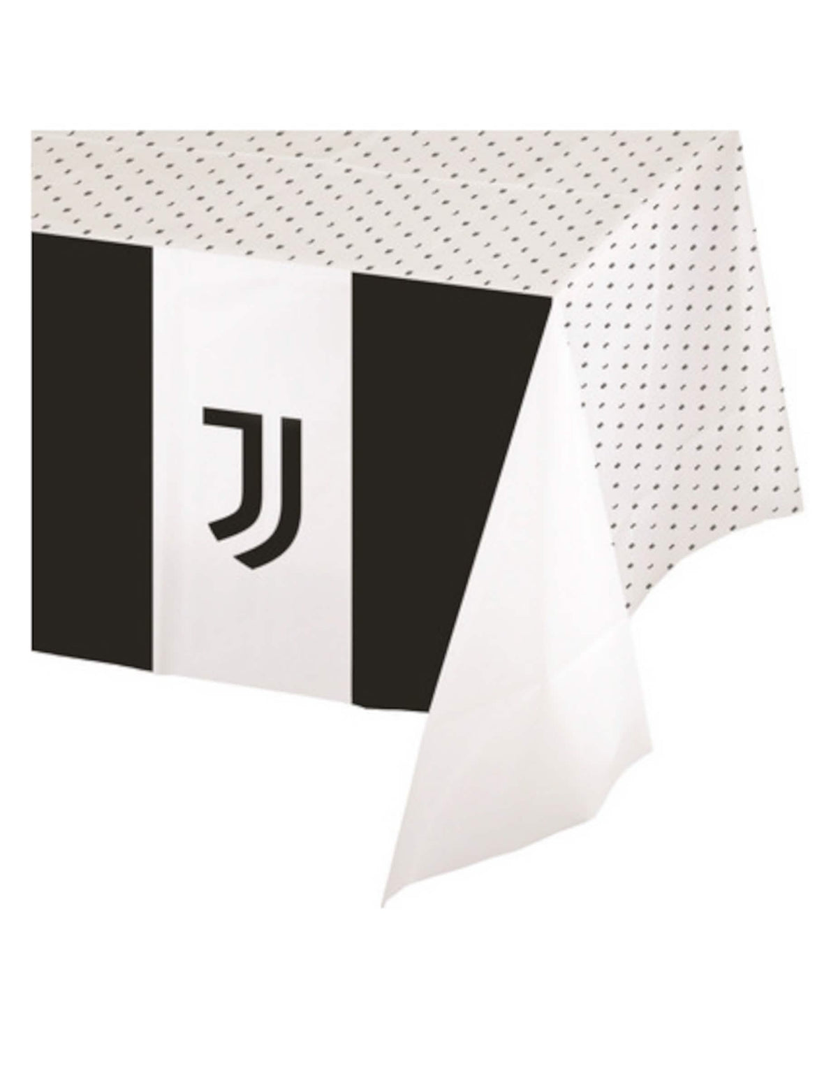 Nappe en papier Juventus noire et blanche avec logo et motifs à pois