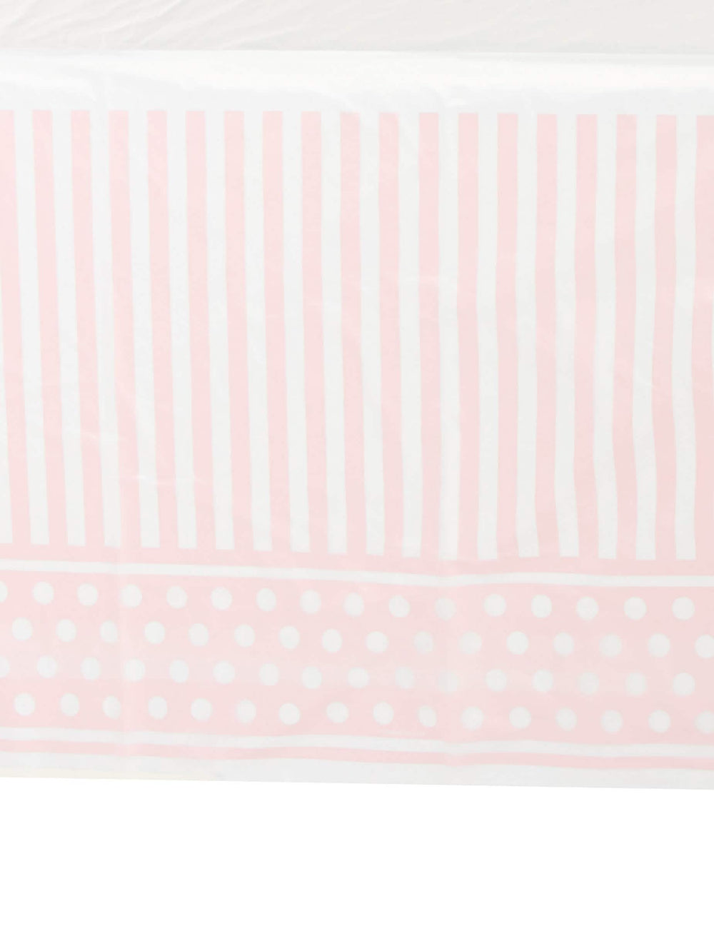 Detaillierte Muster der gestreiften und gepunkteten Plastik-Tischdecke für Rosa, Pink und Weiß Party