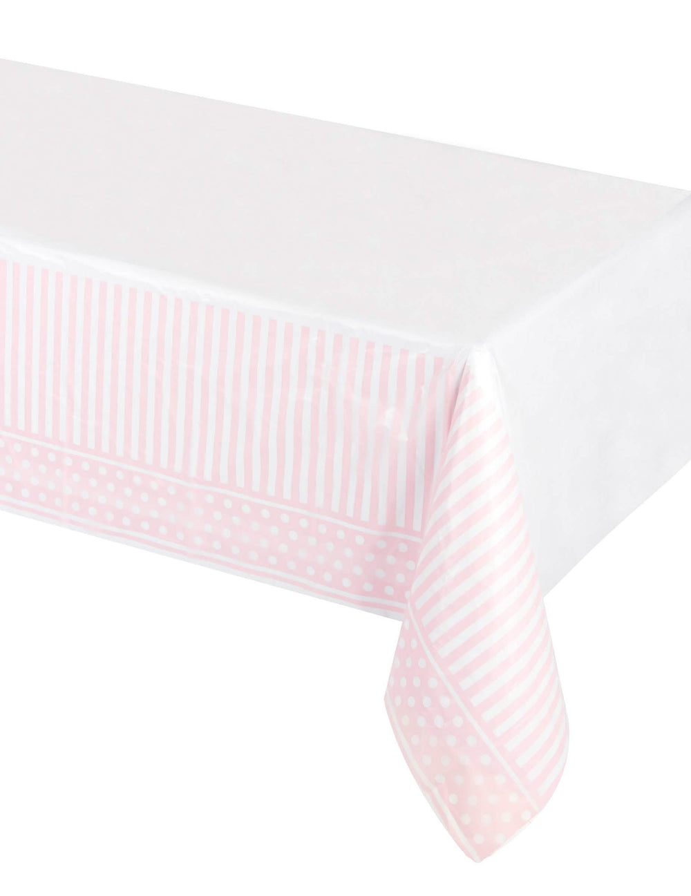 Gestreifte und gepunktete Plastik-Tischdecke für die Party in Rosa, Pink und Weiß