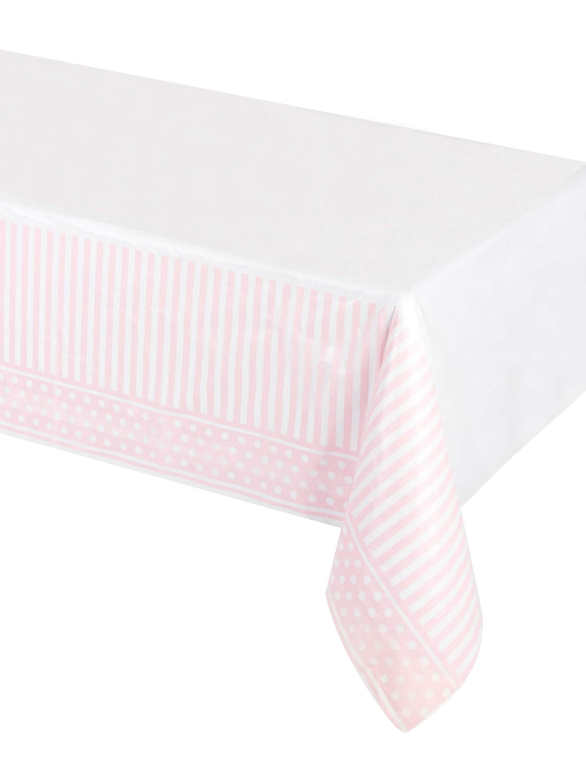 Gestreifte und gepunktete Plastik-Tischdecke für die Party in Rosa, Pink und Weiß