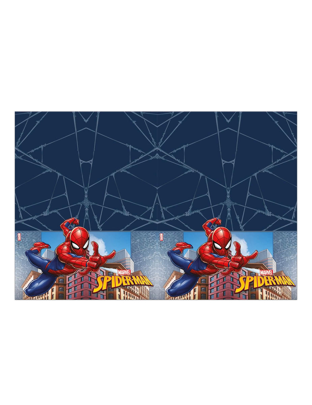Nappe en plastique Spiderman pour enfant bleu foncé avec motifs toiles d'araignée