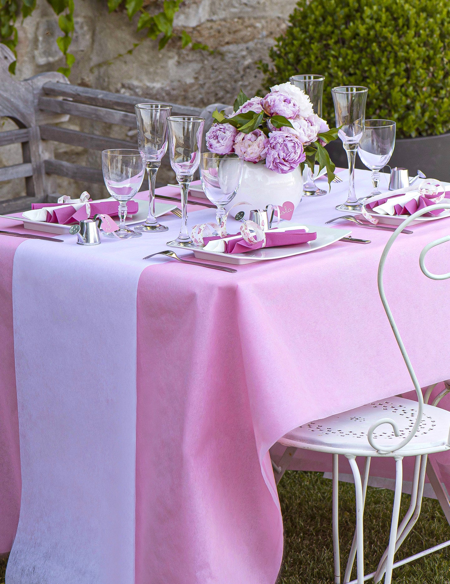 Tischdecke von der Rolle aus Vlies Rosa 10m x 1.20m