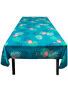 Nappe en plastique Flamant Tropic pour fête bleu turquoise avec flamants roses et feuilles tropicales