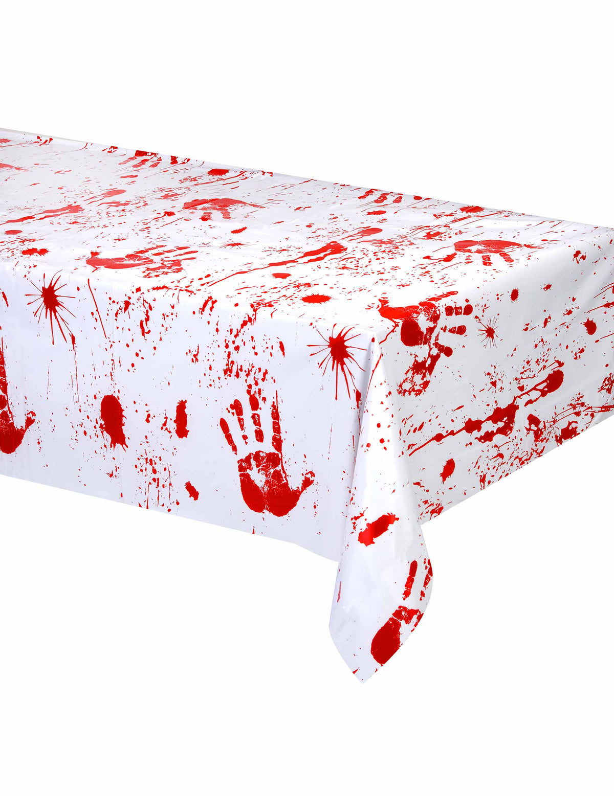 Nappe en plastique mains sanglantes pour décoration d'Halloween blanc et rouge
