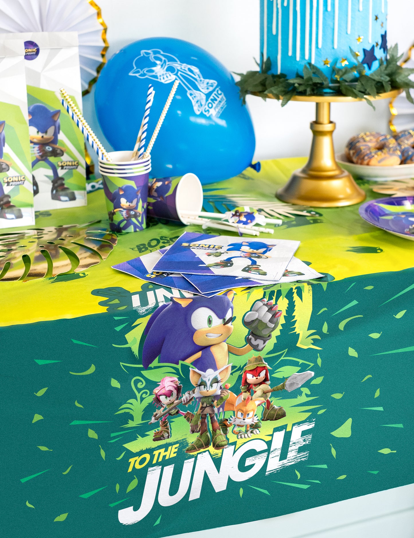 Détail de la mise en scène de fête de la nappe Sonic Prime