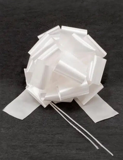 Nœud géant à tirer pour décoration blanc effet satin