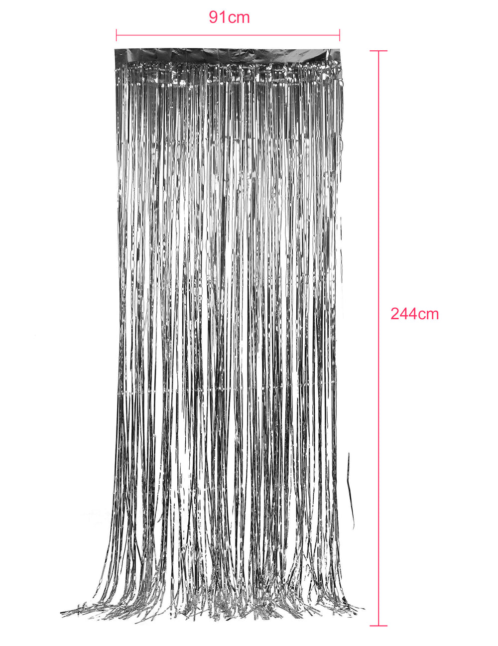 Dimensions du pack de 5 rideaux scintillants pour fête