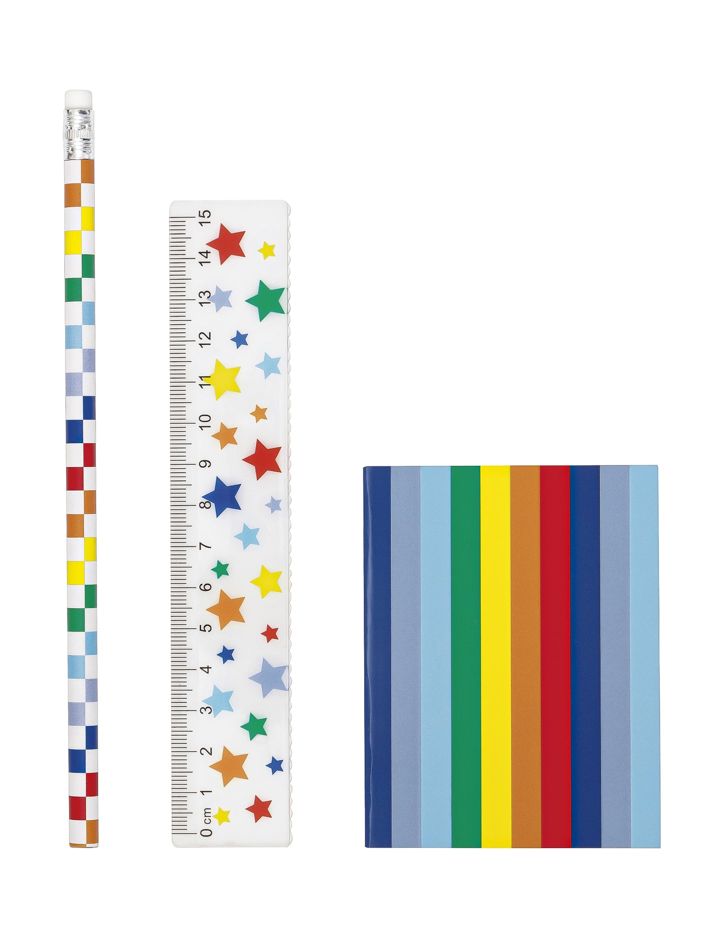 Set mit 18 Regenbogen-Schreibwarenartikeln