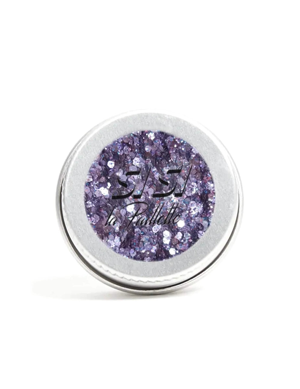 Vue du pot des paillettes biodégradables pluie violette