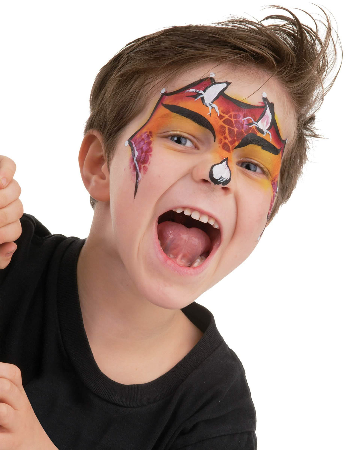 Beispiel für Schminke aus der professionellen wasserbasierten Schminkpalette, Thema Jungen