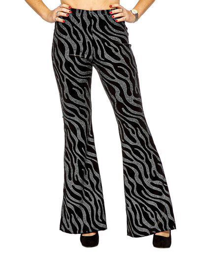 Festival-Hose mit silbernen Paillettenwellen für Damen