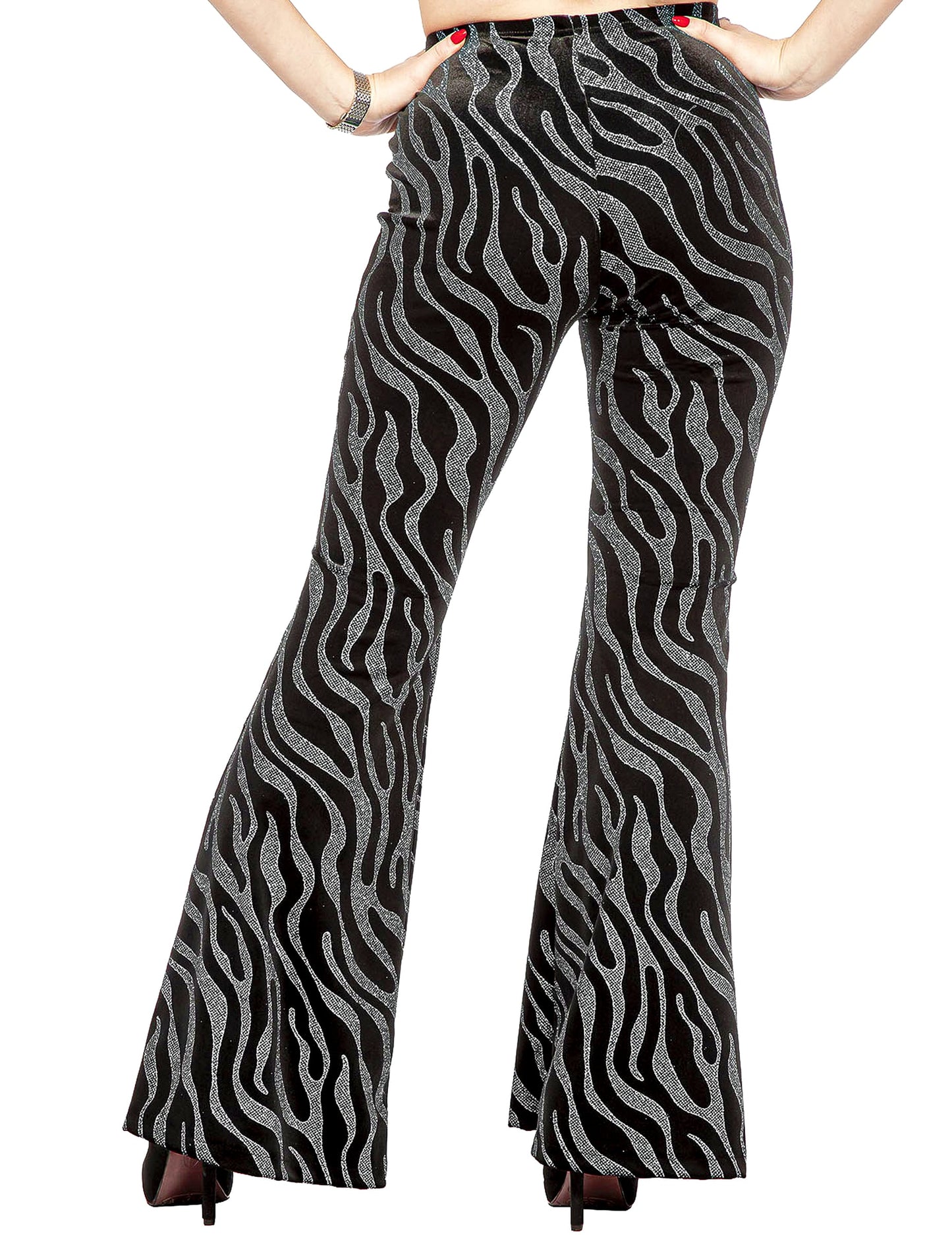 Festival-Hose mit silbernen Paillettenwellen für Damen