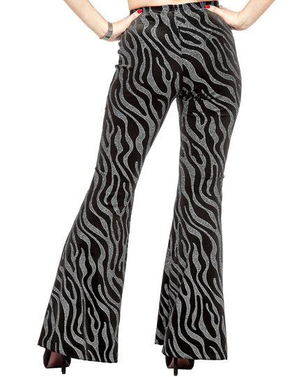 Festival-Hose mit silbernen Paillettenwellen für Damen