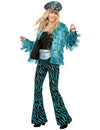 Damen-Festivalhose mit blauen Paillettenwellen