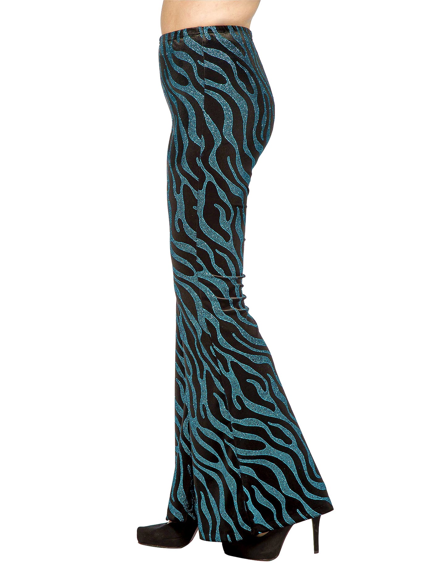 Damen-Festivalhose mit blauen Paillettenwellen