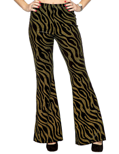 Festivalhose mit goldenen Paillettenwellen für Damen