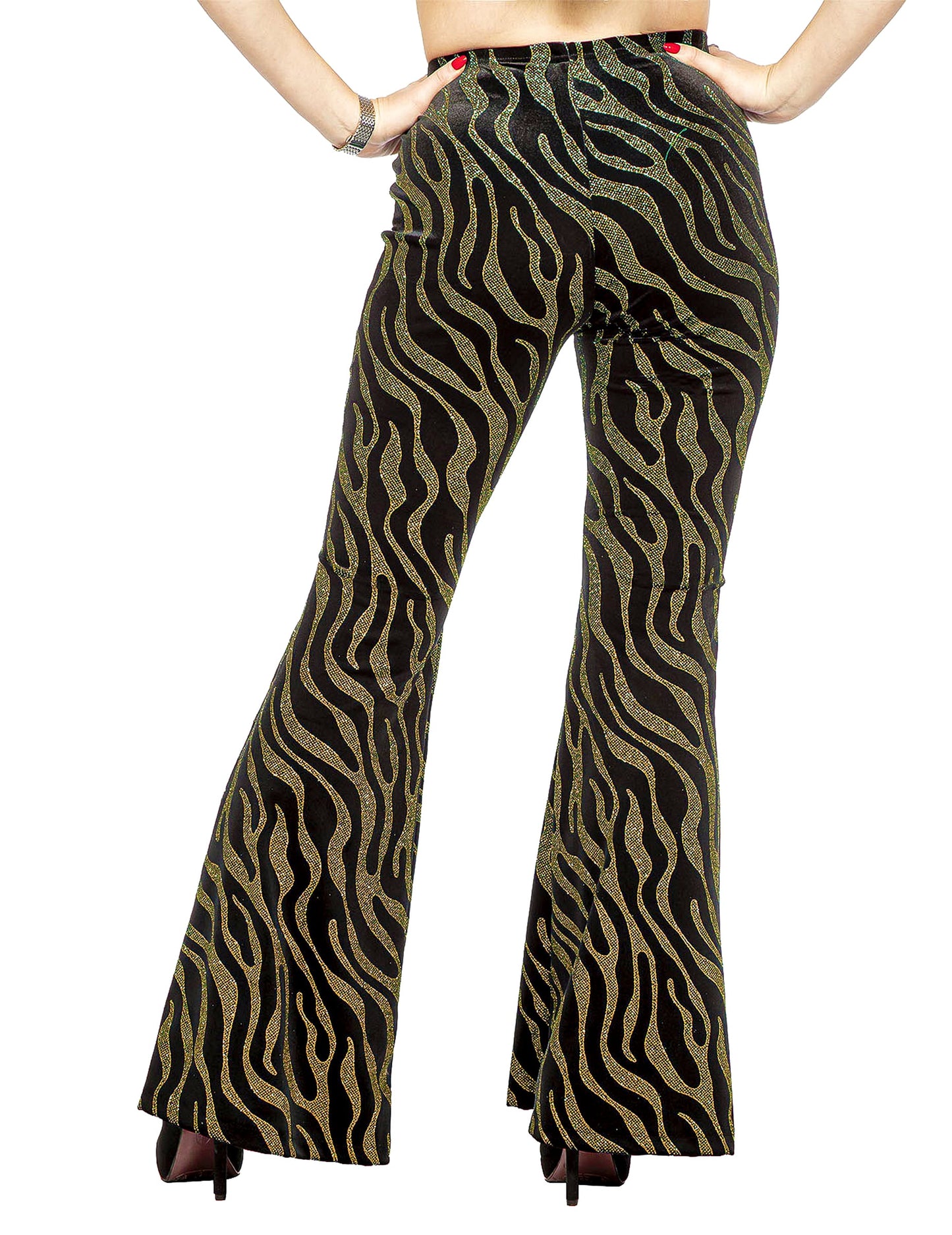 Festivalhose mit goldenen Paillettenwellen für Damen