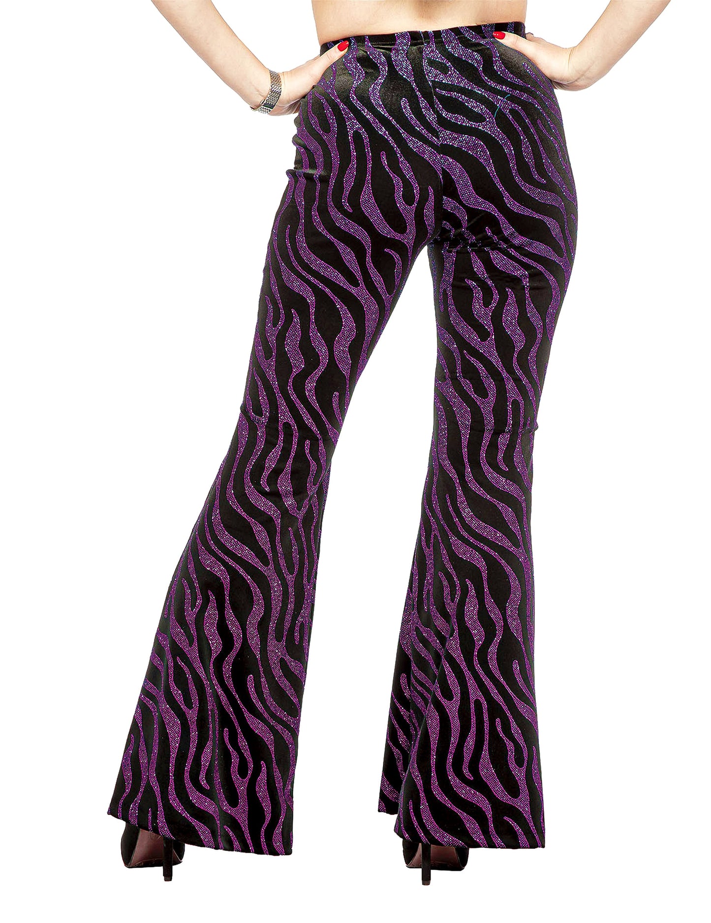 Festliche Damenhose mit rosa Paillettenwellen