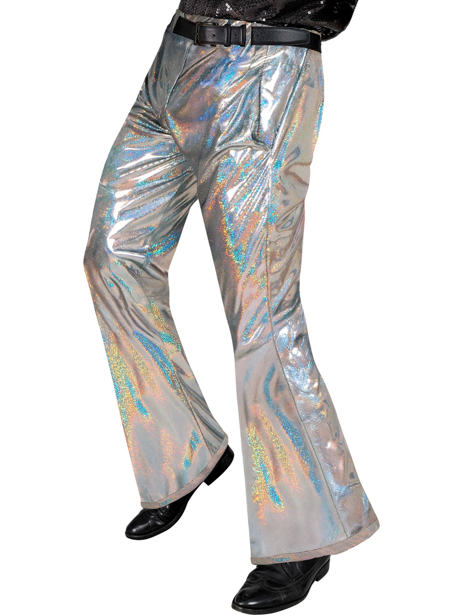 Pantalon holographique disco pour homme argenté brillant