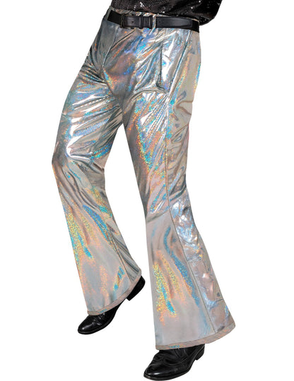 Pantalon holographique disco pour homme argenté brillant