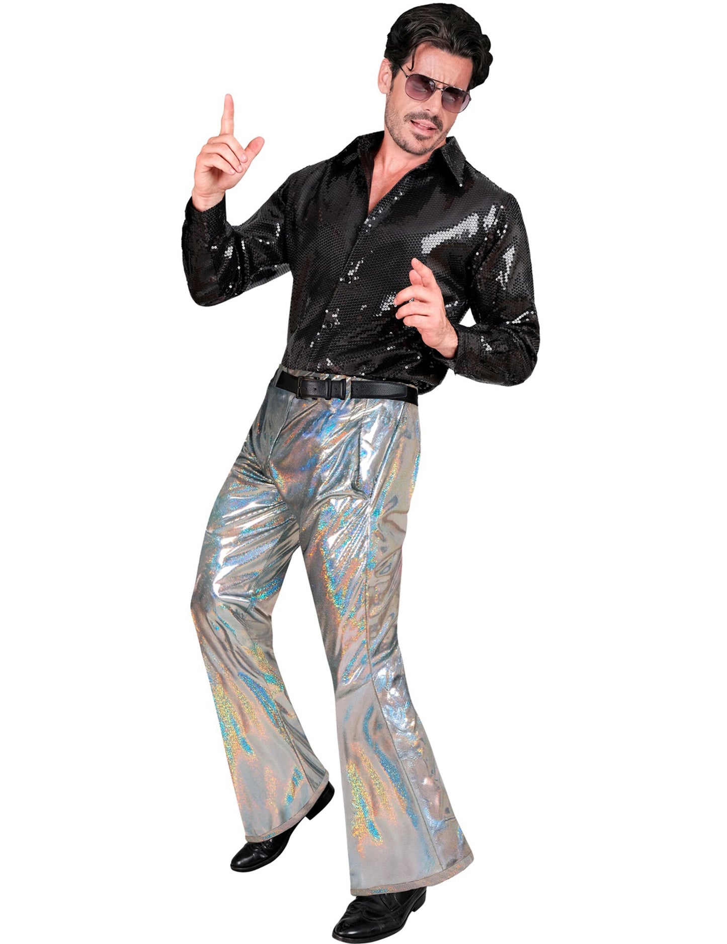 Vue d'ensemble du pantalon holographique disco pour homme