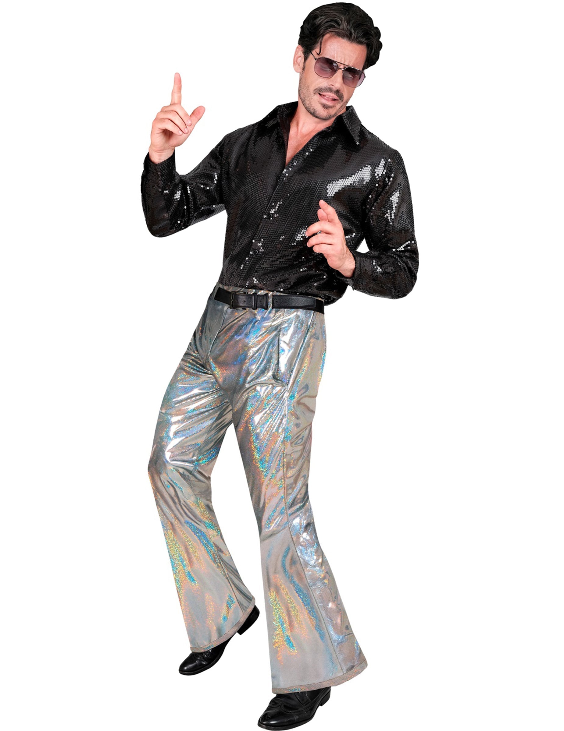 Vue d'ensemble du pantalon holographique disco pour homme