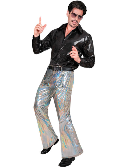 Vue d'ensemble du pantalon holographique disco pour homme