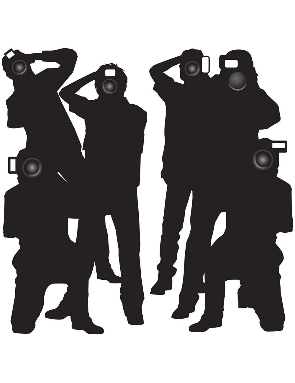 Schwarze Paparazzi-Wanddekorationen Silhouetten