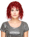 Metallic-Perücke mit Lametta-Fransen für Erwachsene rot