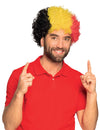 Perruque afro supporter Belgique pour adulte noir jaune et rouge