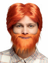 Perruque avec barbe et moustache rousse pour homme orange