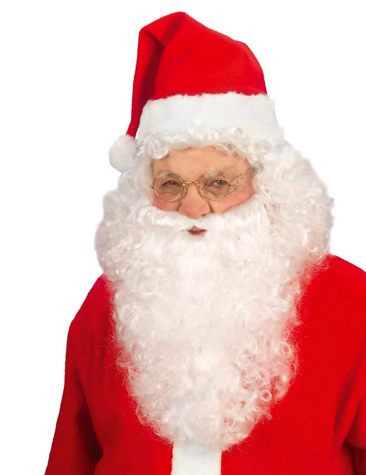 Weiße, lockige Weihnachtsmann-Perücke mit Bart für Erwachsene